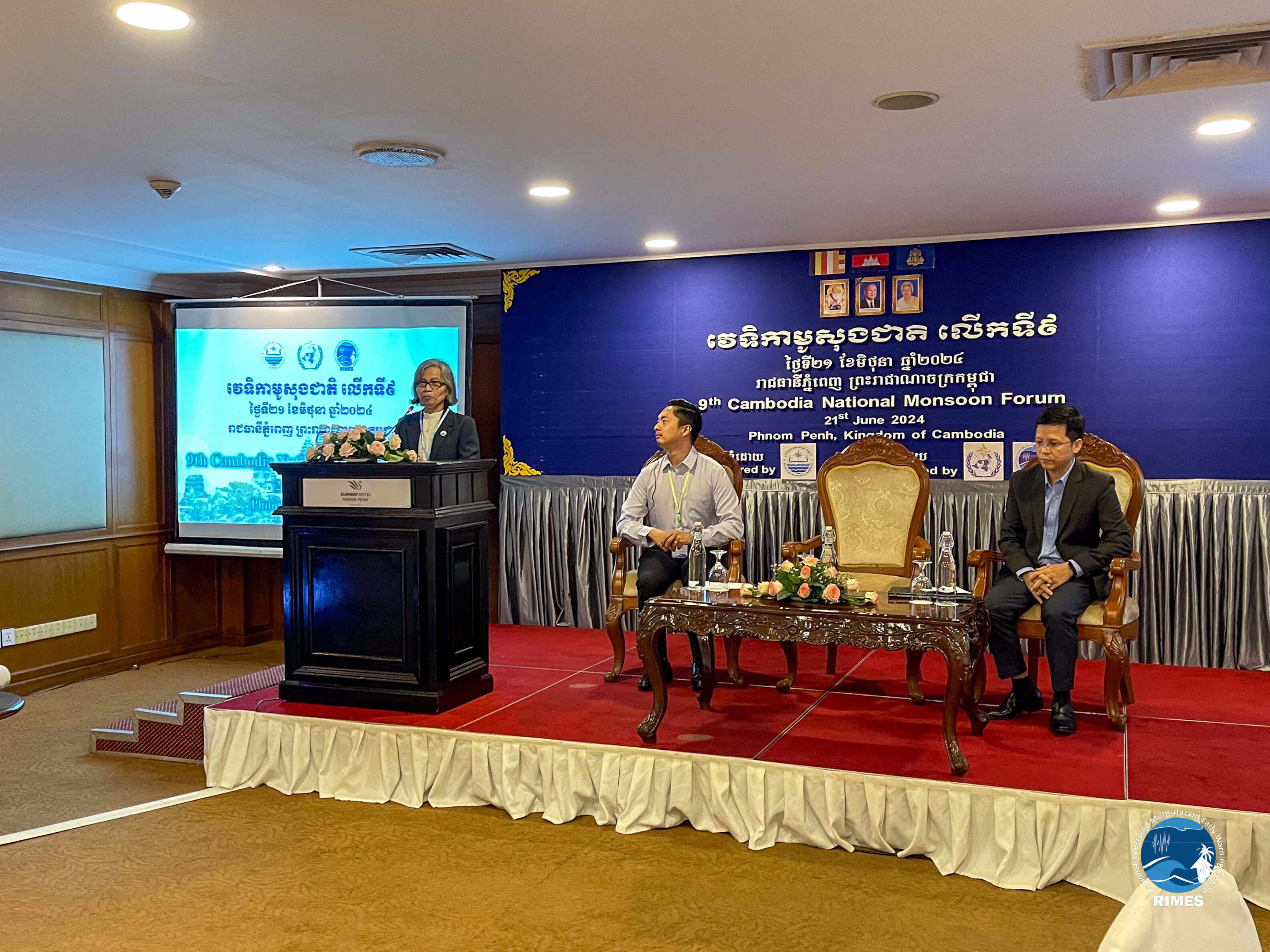 Her Excellency Dr. Seth Vannareth delivers the opening message during the 9th Cambodia National Monsoon Forum